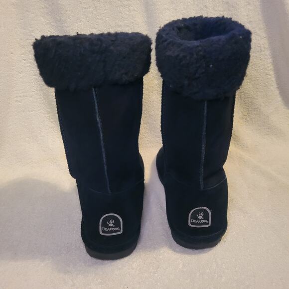 Winter Boots Bearpaw Black Suede Marissa Boots Wool Blend Collar womens size 10 - Picture 4 of 7